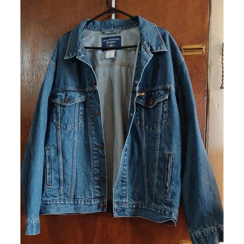 Levi Strauss Signature 1873 Men's Button-Up Denim Trucker Jean Jacket Blue XL